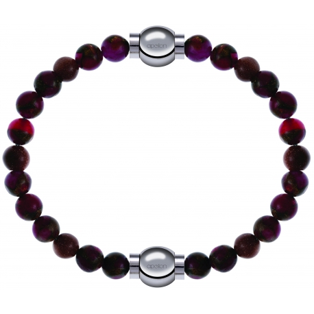 Apollon - Collection MiX Femme - agate rouge, bronzite, pierre de soleil - diamètre 6mm - longueur 9,25cm + agate rouge,…