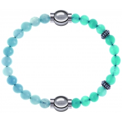 Apollon - Collection MiX Femme - jade bleue - diamètre 6mm - longueur 9,25cm + jade verte - composants acier - longueur …