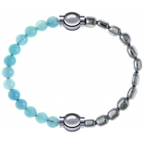 Apollon - Collection MiX Femme - jade bleue - diamètre 6mm - longueur 9,25cm + hématite - diamètre 6mm - longueur 9,25cm…