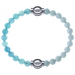 Apollon - Collection MiX Femme - jade bleue - diamètre 6mm - longueur 9,25cm + agate blanche - diamètre 6mm - longueur 9…