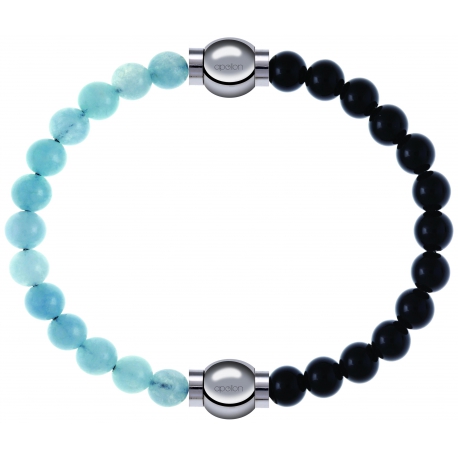 Apollon - Collection MiX Femme - jade bleue - diamètre 6mm - longueur 9,25cm + onyx - diamètre 6mm - longueur 9,25cm…