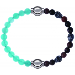 Apollon - Collection MiX Femme - jade verte - diamètre 6mm - longueur 9,25cm + rhodonite - composants acier - longueur 9…