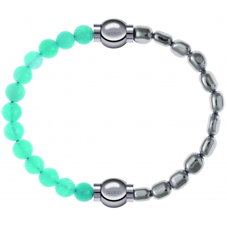 Apollon - Collection MiX Femme - jade verte - diamètre 6mm - longueur 9,25cm + hématite - diamètre 6mm - longueur 9,25cm…