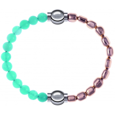 Apollon - Collection MiX Femme - jade verte - diamètre 6mm - longueur 9,25cm + hématite rosé - diamètre 6mm - longueur 9…