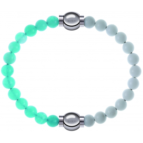 Apollon - Collection MiX Femme - jade verte - diamètre 6mm - longueur 9,25cm + agate blanche - diamètre 6mm - longueur 9…