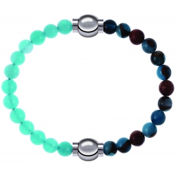 Apollon - Collection MiX Femme - jade verte - diamètre 6mm - longueur 9,25cm + agate bleu clair, bronzite, pierre de sol…