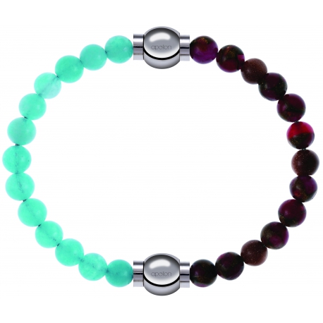 Apollon - Collection MiX Femme - jade verte - diamètre 6mm - longueur 9,25cm + agate rouge, bronzite, pierre de soleil -…