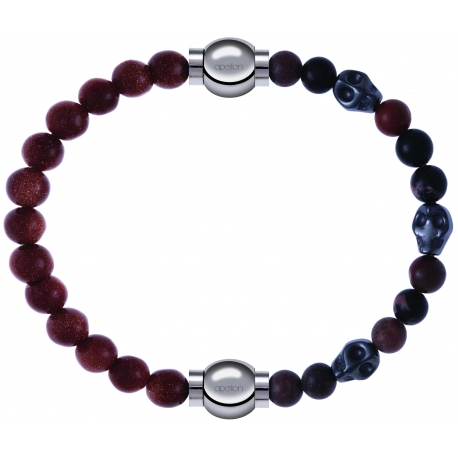 Apollon - Collection MiX Femme - pierre de soleil - diamètre 6mm - longueur 9,25cm + rhodonite - composants acier - long…