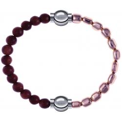 Apollon - Collection MiX Femme - pierre de soleil - diamètre 6mm - longueur 9,25cm + hématite rosé - diamètre 6mm - long…