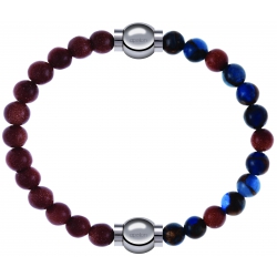 Apollon - Collection MiX Femme - pierre de soleil - diamètre 6mm - longueur 9,25cm + agate bleu foncé, bronzite, pierre …