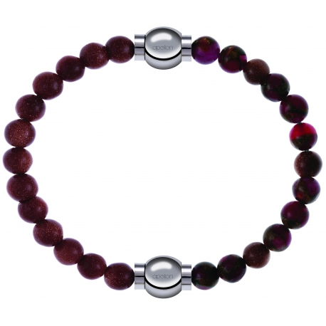 Apollon - Collection MiX Femme - pierre de soleil - diamètre 6mm - longueur 9,25cm + agate rouge, bronzite, pierre de so…