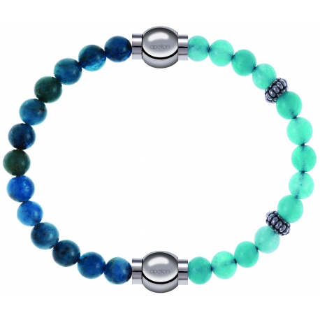 Apollon - Collection MiX Femme - apatite - diamètre 6mm - longueur 9,25cm + jade verte - composants acier - longueur 9,2…