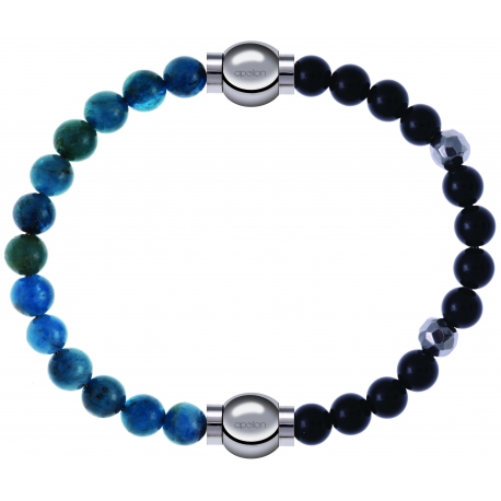 Apollon - Collection MiX Femme - apatite - diamètre 6mm - longueur 9,25cm + onyx - composants acier - longueur 9,25cm…