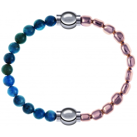 Apollon - Collection MiX Femme - apatite - diamètre 6mm - longueur 9,25cm + hématite rosé - diamètre 6mm - longueur 9,25…