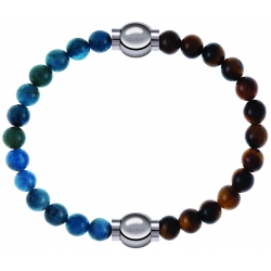 Apollon - Collection MiX Femme - apatite - diamètre 6mm - longueur 9,25cm + œil de tigre - diamètre 6mm - longueur 9,25c…