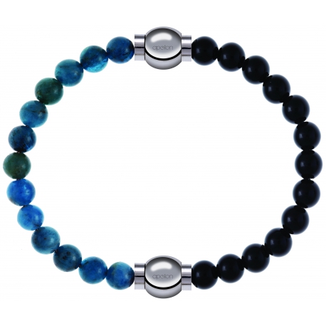 Apollon - Collection MiX Femme - apatite - diamètre 6mm - longueur 9,25cm + onyx - diamètre 6mm - longueur 9,25cm…