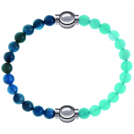 Apollon - Collection MiX Femme - apatite - diamètre 6mm - longueur 9,25cm + jade verte - diamètre 6mm - longueur 9,25cm…