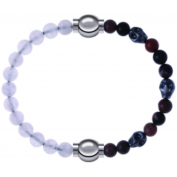 Apollon - Collection MiX Femme - pierre de lune - diamètre 6mm - longueur 9,25cm + rhodonite - composants acier - longue…