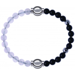 Apollon - Collection MiX Femme - pierre de lune - diamètre 6mm - longueur 9,25cm + onyx - composants acier - longueur 9,…