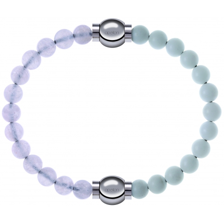 Apollon - Collection MiX Femme - pierre de lune - diamètre 6mm - longueur 9,25cm + agate blanche - diamètre 6mm - longue…