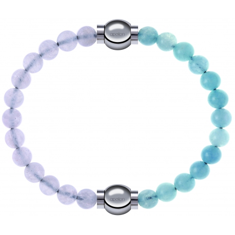 Apollon - Collection MiX Femme - pierre de lune - diamètre 6mm - longueur 9,25cm + jade bleue - diamètre 6mm - longueur …