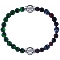 Apollon - Collection MiX Femme - malachite - diamètre 6mm - longueur 9,25cm + rhodonite - composants acier - longueur 9,…