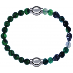 Apollon - Collection MiX Femme - malachite - diamètre 6mm - longueur 9,25cm + agate - composants acier - longueur 9,25cm…