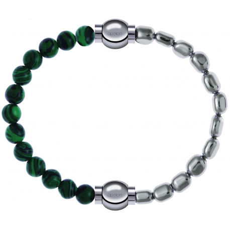 Apollon - Collection MiX Femme - malachite - diamètre 6mm - longueur 9,25cm + hématite - diamètre 6mm - longueur 9,25cm…