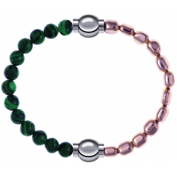 Apollon - Collection MiX Femme - malachite - diamètre 6mm - longueur 9,25cm + hématite rosé - diamètre 6mm - longueur 9,…