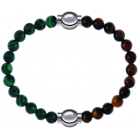 Apollon - Collection MiX Femme - malachite - diamètre 6mm - longueur 9,25cm + œil de tigre - diamètre 6mm - longueur 9,2…