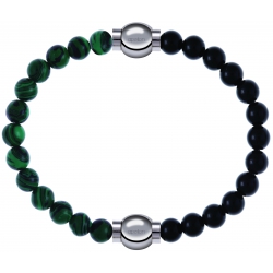 Apollon - Collection MiX Femme - malachite - diamètre 6mm - longueur 9,25cm + onyx - diamètre 6mm - longueur 9,25cm…