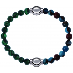 Apollon - Collection MiX Femme - malachite - diamètre 6mm - longueur 9,25cm + agate bleu clair, bronzite, pierre de sole…