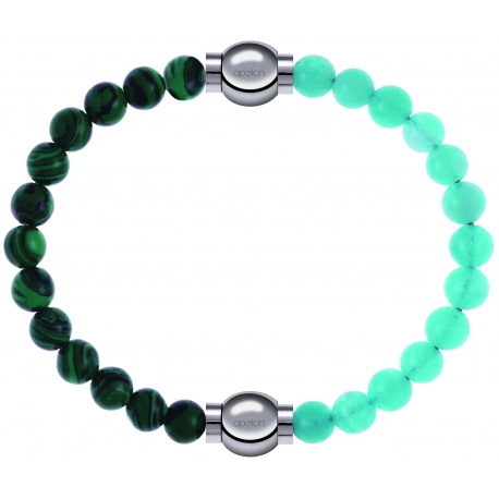 Apollon - Collection MiX Femme - malachite - diamètre 6mm - longueur 9,25cm + jade verte - diamètre 6mm - longueur 9,25c…