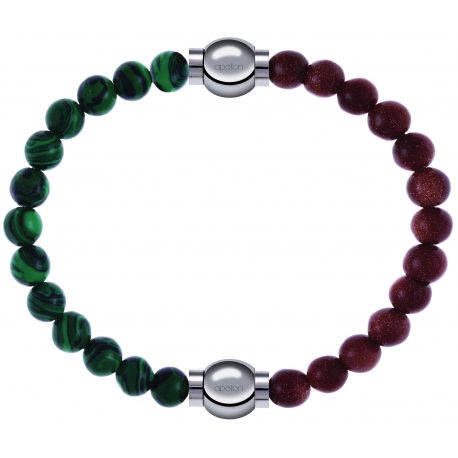 Apollon - Collection MiX Femme - malachite - diamètre 6mm - longueur 9,25cm + pierre de soleil - diamètre 6mm - longueur…