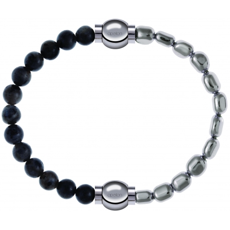 Apollon - Collection MiX Femme - labradorite - diamètre 6mm - longueur 9,25cm + hématite - diamètre 6mm - longueur 9,25c…