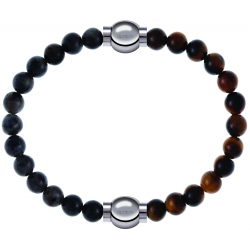 Apollon - Collection MiX Femme - labradorite - diamètre 6mm - longueur 9,25cm + œil de tigre - diamètre 6mm - longueur 9…