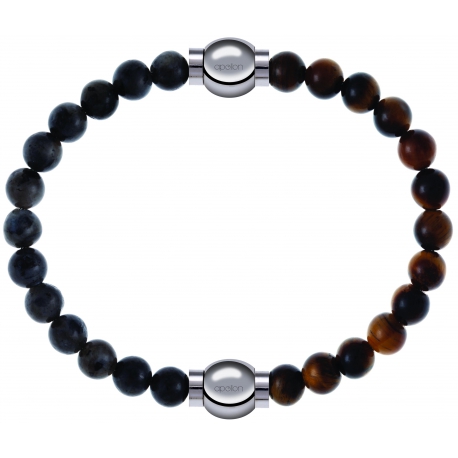 Apollon - Collection MiX Femme - labradorite - diamètre 6mm - longueur 9,25cm + œil de tigre - diamètre 6mm - longueur 9…