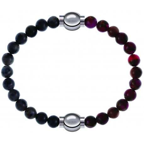 Apollon - Collection MiX Femme - labradorite - diamètre 6mm - longueur 9,25cm + agate rouge, bronzite, pierre de soleil …