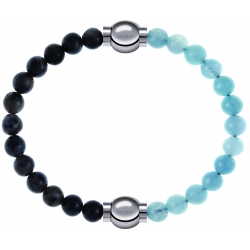 Apollon - Collection MiX Femme - labradorite - diamètre 6mm - longueur 9,25cm + jade bleue - diamètre 6mm - longueur 9,2…