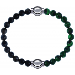 Apollon - Collection MiX Femme - labradorite - diamètre 6mm - longueur 9,25cm + malachite - diamètre 6mm - longueur 9,25…