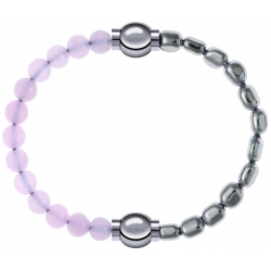 Apollon - Collection MiX Femme - quartz rose - diamètre 6mm - longueur 9,25cm + hématite - diamètre 6mm - longueur 9,25c…