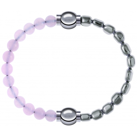 Apollon - Collection MiX Femme - quartz rose - diamètre 6mm - longueur 9,25cm + hématite - diamètre 6mm - longueur 9,25c…