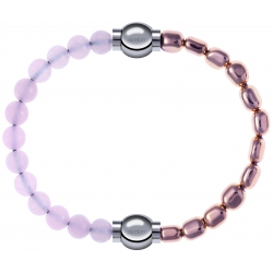 Apollon - Collection MiX Femme - quartz rose - diamètre 6mm - longueur 9,25cm + hématite rosé - diamètre 6mm - longueur …