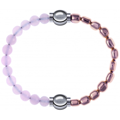 Apollon - Collection MiX Femme - quartz rose - diamètre 6mm - longueur 9,25cm + hématite rosé - diamètre 6mm - longueur …