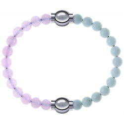 Apollon - Collection MiX Femme - quartz rose - diamètre 6mm - longueur 9,25cm + agate blanche - diamètre 6mm - longueur …