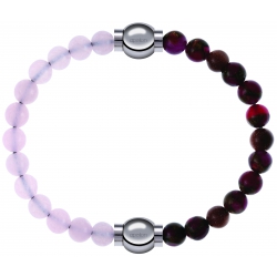 Apollon - Collection MiX Femme - quartz rose - diamètre 6mm - longueur 9,25cm + agate rouge, bronzite, pierre de soleil …