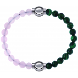 Apollon - Collection MiX Femme - quartz rose - diamètre 6mm - longueur 9,25cm + malachite - diamètre 6mm - longueur 9,25…