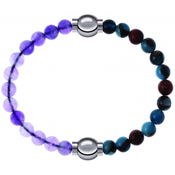 Apollon - Collection MiX Femme - améthyste - diamètre 6mm - longueur 9,25cm + agate bleu clair, bronzite, pierre de sole…