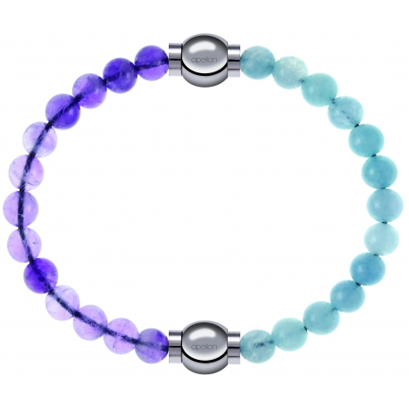 Apollon - Collection MiX Femme - améthyste - diamètre 6mm - longueur 9,25cm + jade bleue - diamètre 6mm - longueur 9,25c…