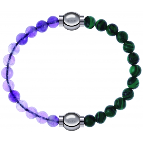 Apollon - Collection MiX Femme - améthyste - diamètre 6mm - longueur 9,25cm + malachite - diamètre 6mm - longueur 9,25cm…